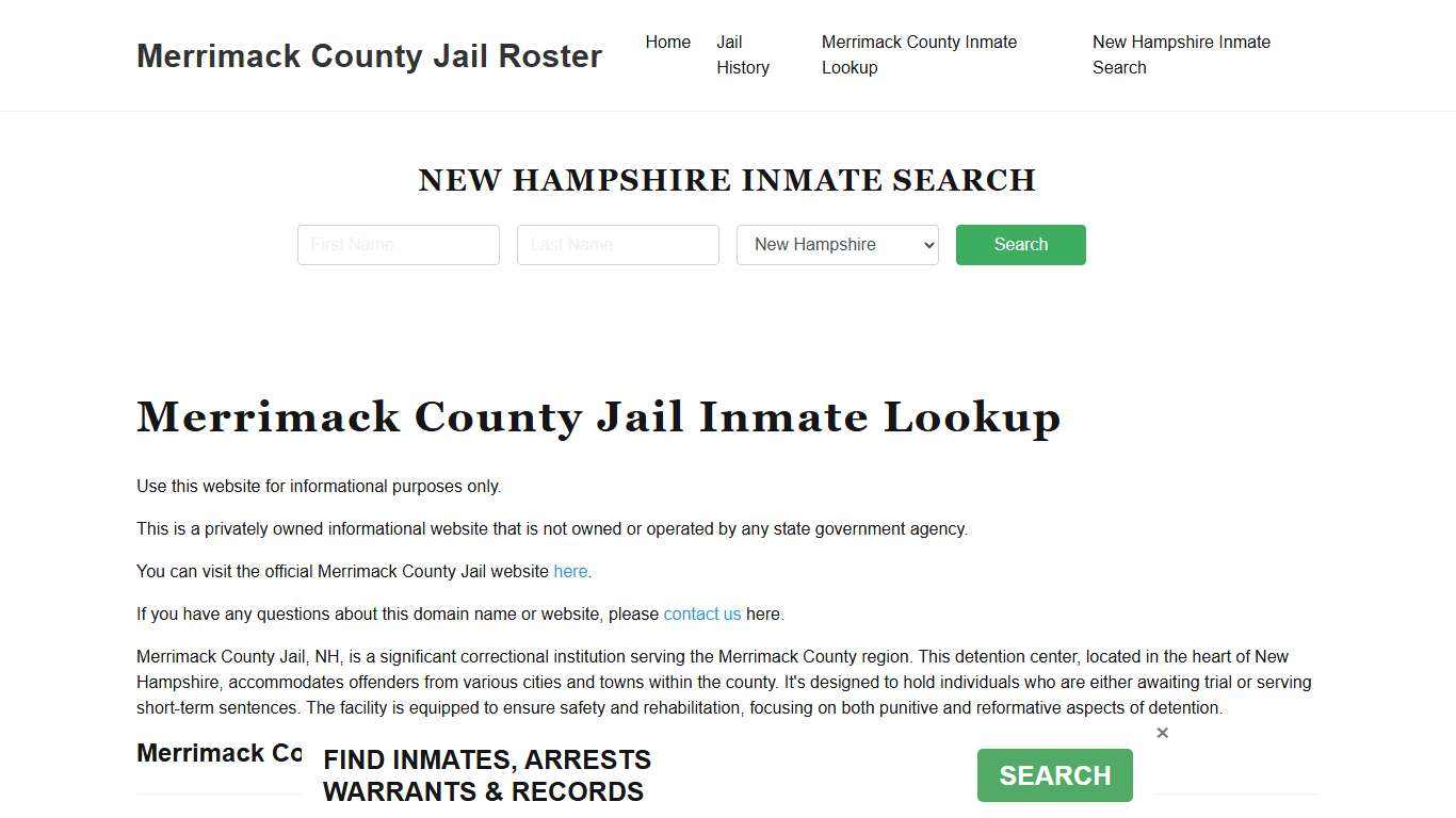 Merrimack County Jail Roster Lookup, NH, Inmate Search